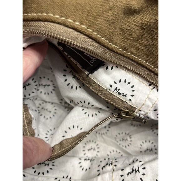 NWT Myra Bags Upcycled Canvas Handbag Sel De Mer Beige Fringe Tote Leather - Picture 9 of 16